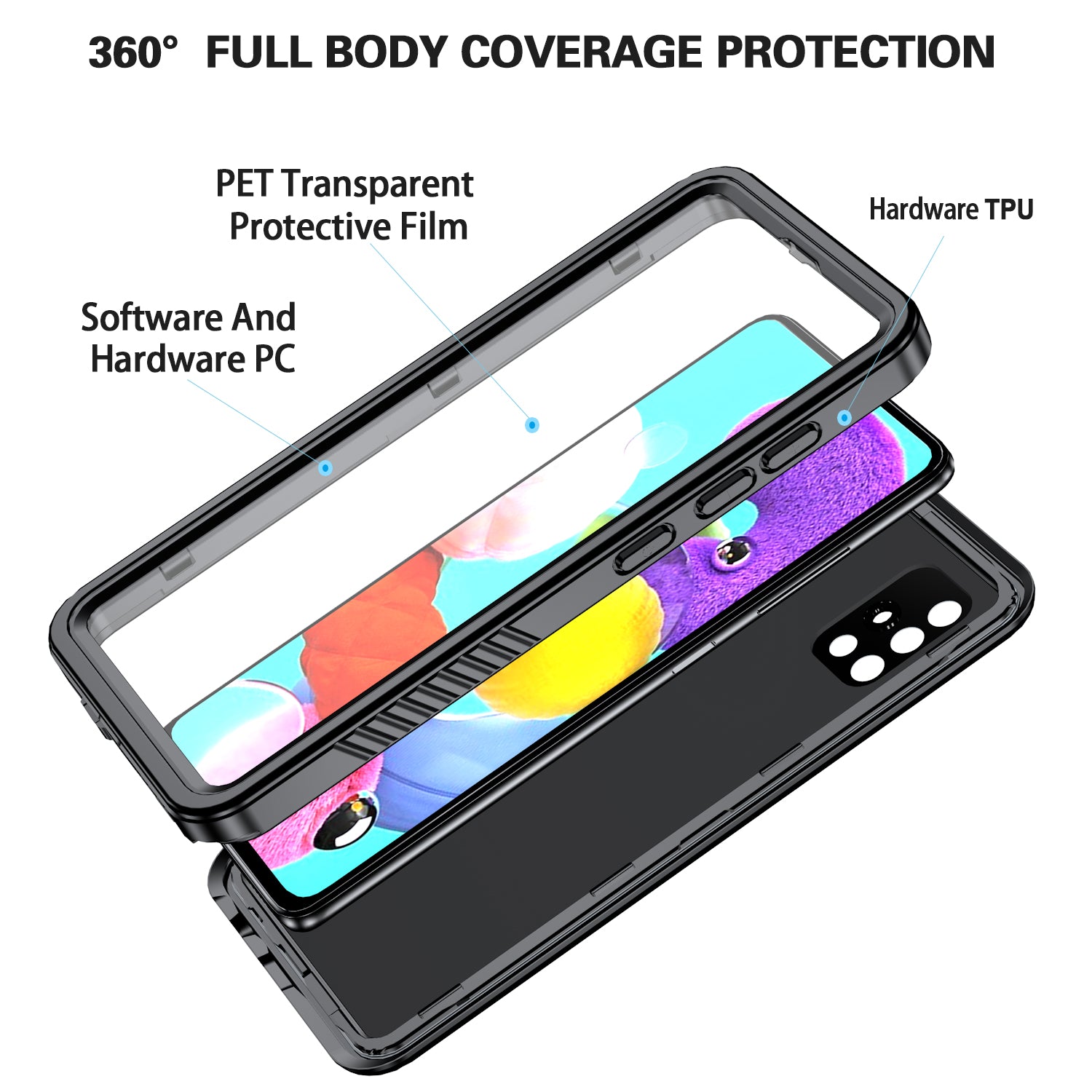 For Samsung Galaxy A51 5G SM-A516 FS Series IP68 Waterproof Case Clear Cell Phone Diving Drop-proof Cover For Samsung Galaxy A51 5G SM-A516 FS Series IP68 Waterproof Case Clear Cell Phone Diving Drop-proof Cover